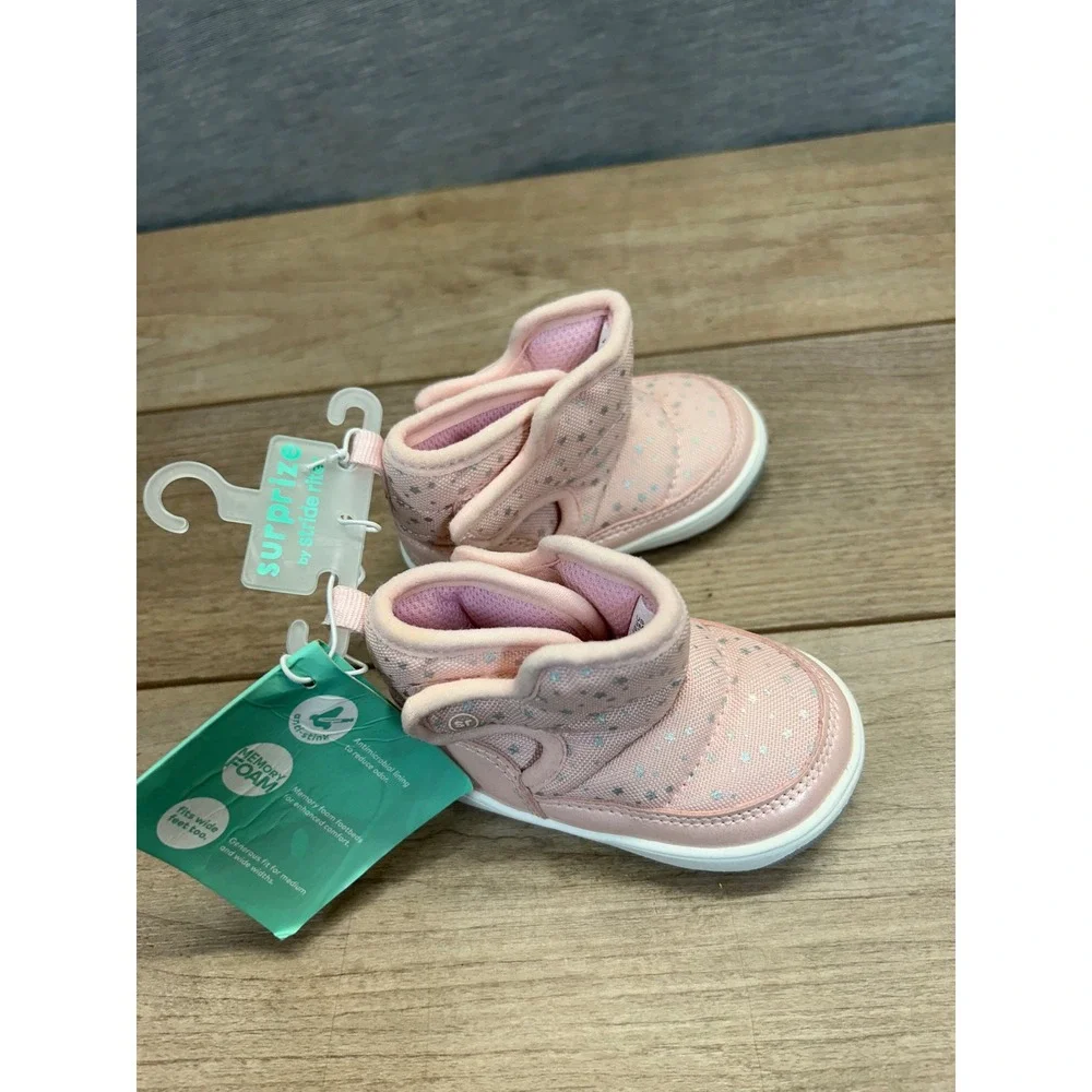 Surprize by Stride Rite Aster Baby Pink Star Memory Foam Boots Size 3M SZ817